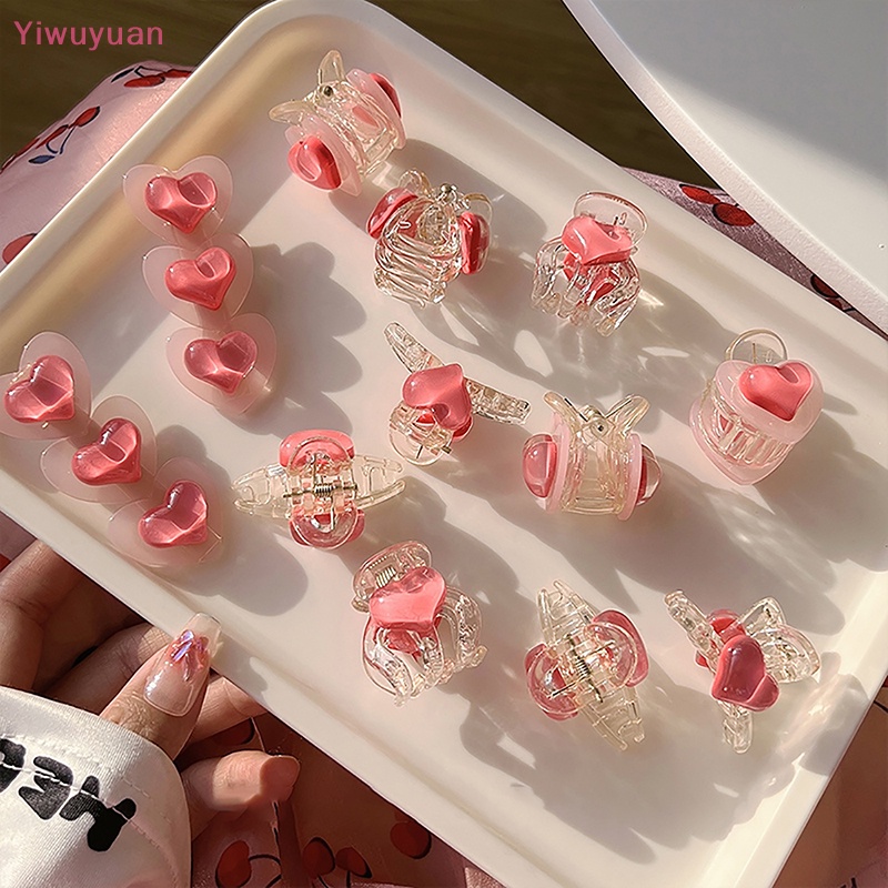 < Yiwuyuan > Một Cặp Kẹp Tóc Mỏ Vịt Màu Hồng Ngọt Ngào Dễ Thương Phong Cách Hàn Quốc INS Mới