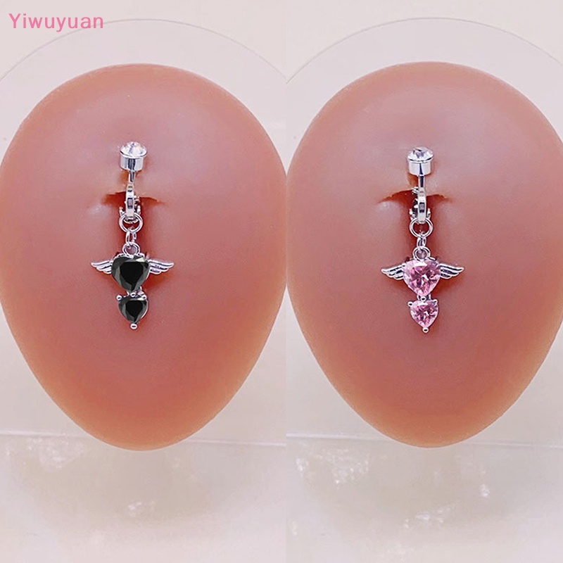 < Yiwuyuan > Khuyên Rốn Đính Đá Hình Trái Tim Đôi Cánh Quyến Rũ Cho Nữ Mới