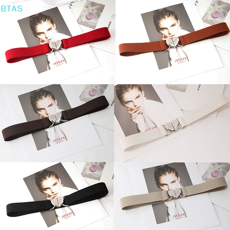 Thắt Lưng Co Giãn Khóa Kim Loại Hình Trái Tim Thời Trang