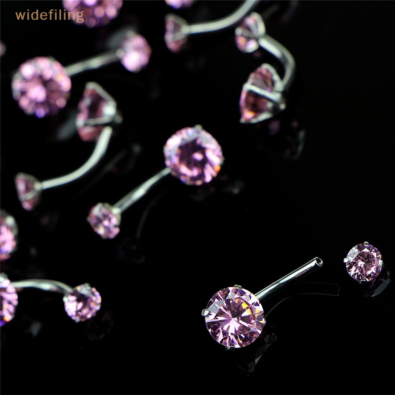 Khuyên Rốn Thép Bản Rộng Đính Đá Pha Lê Đẹp Mắt