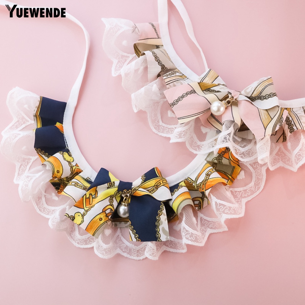 Yq.e Vòng Cổ Đính Ngọc Trai Giả Thân Thiện Với Da Không Dị Ứng Trang Trí Vòng Cổ Cho Thú Cưng Bằng Polyester In Hình Mèo