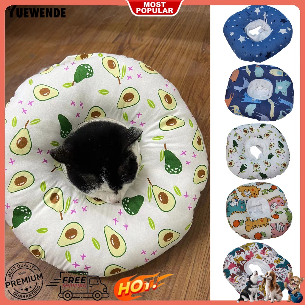 Yq.e Vòng Cổ Bằng Vải Bông Mềm Chống Cắn Chống Trầy Xước In Hoạt Hình Có Thể Điều Chỉnh Cho Thú Cưng