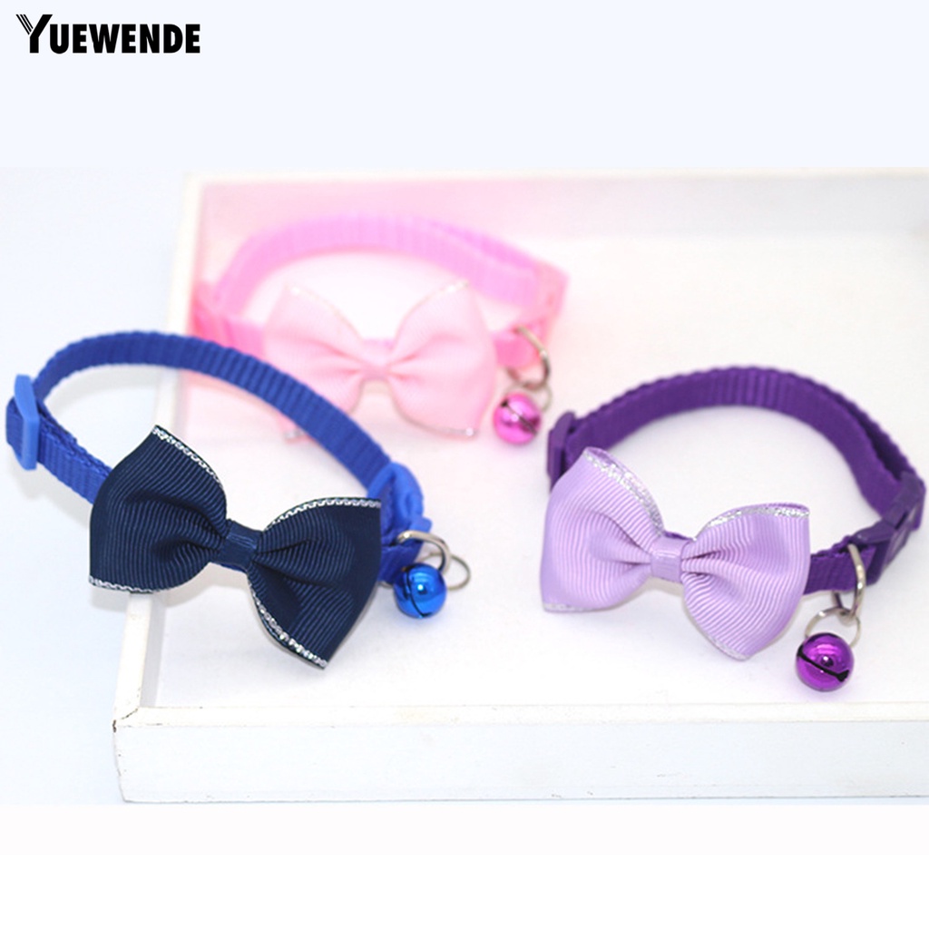 Yq.e Vòng Cổ Thắt Nơ Màu Trơn Dễ Thương Có Chuông Giáng Sinh Cho Mèo Cưng