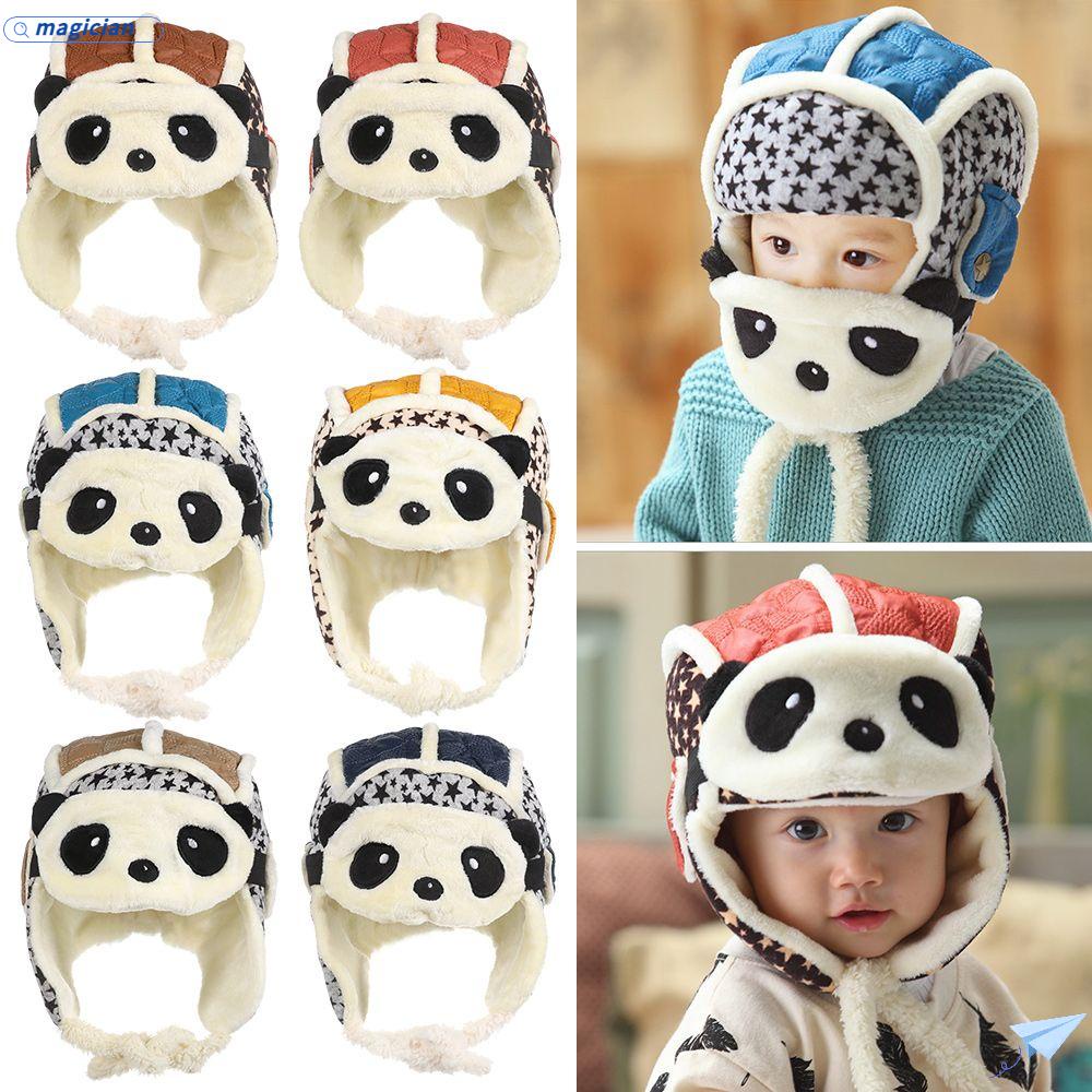 Mũ Trượt Tuyết Chắn Gió Có Miếng Che Tai Hình Gấu Trúc Dễ Thương Cho Bé