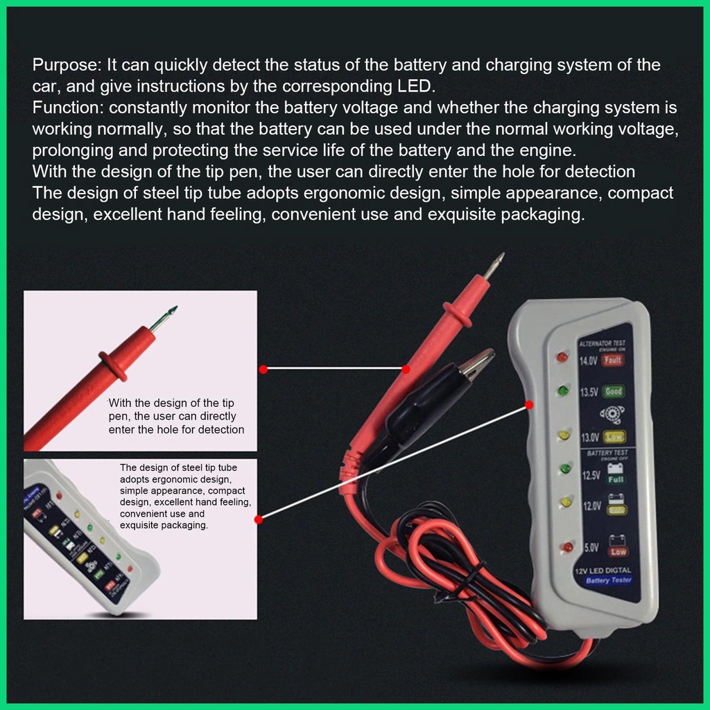 Thiết Bị Kiểm Tra Dung Lượng Pin 6V 12V Có Đèn LED Độ Chính Xác Cao Chuyên Dụng