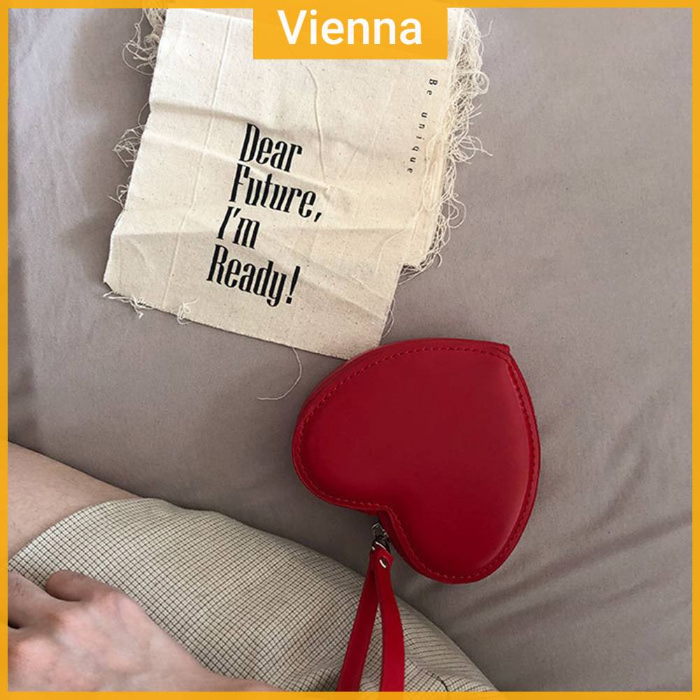 Ví Da Mini Cầm Tay Hình Trái Tim Thời Trang Cho Nữ