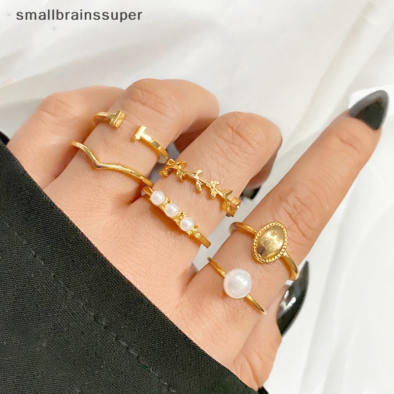 Bộ 6 Nhẫn Midi Đính Ngọc Trai Nhân Tạo Phong Cách Bohemian Thời Trang Cho Nữ