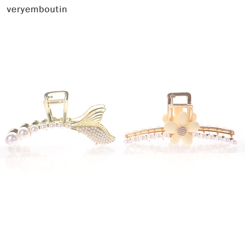 Kẹp Tóc Hình Hoa / Trái Tim Đính Ngọc Trai Thời Trang Cho Nữ