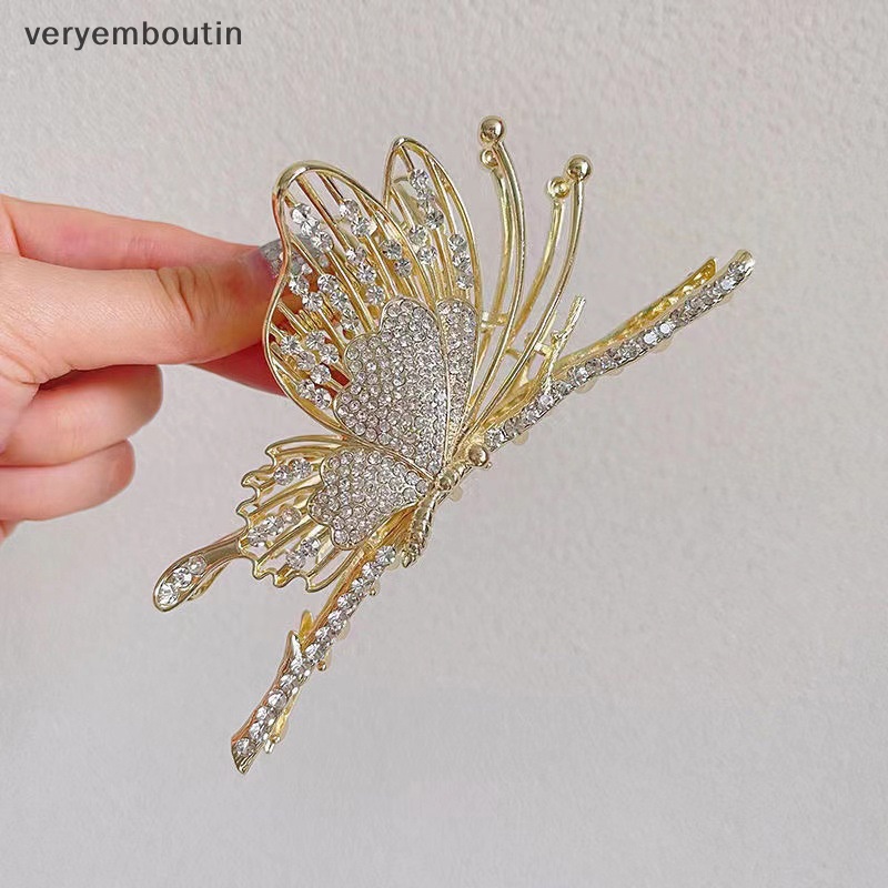 Kẹp Tóc Bướm Đính Đá Phong Cách Retro Thời Trang Cho Nữ