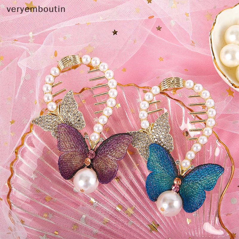 Kẹp Tóc Đuôi Ngựa Đính Đá Ngọc Trai Nhân Tạo Thêu Họa Tiết Thời Trang Cho Nữ