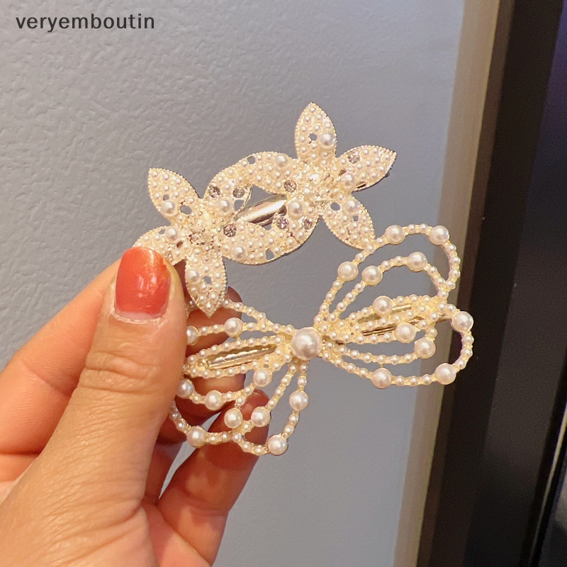 Kẹp Tóc Hình Hoa Và Bướm Đính Ngọc Trai Nhân Tạo Thời Trang Cho Nữ