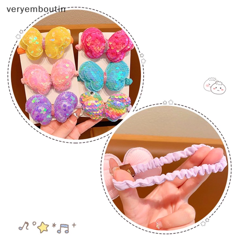 Dây Cột Tóc Hai Lớp Thắt Nơ Đính Kim Sa Lấp Lánh Thời Trang Dành Cho Bé Gái