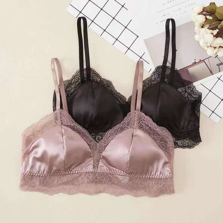 Áo Ngực Lụa Siêu Nhẹ Phối Ren Quyến Rũ Thoải Mái Cho Nữ