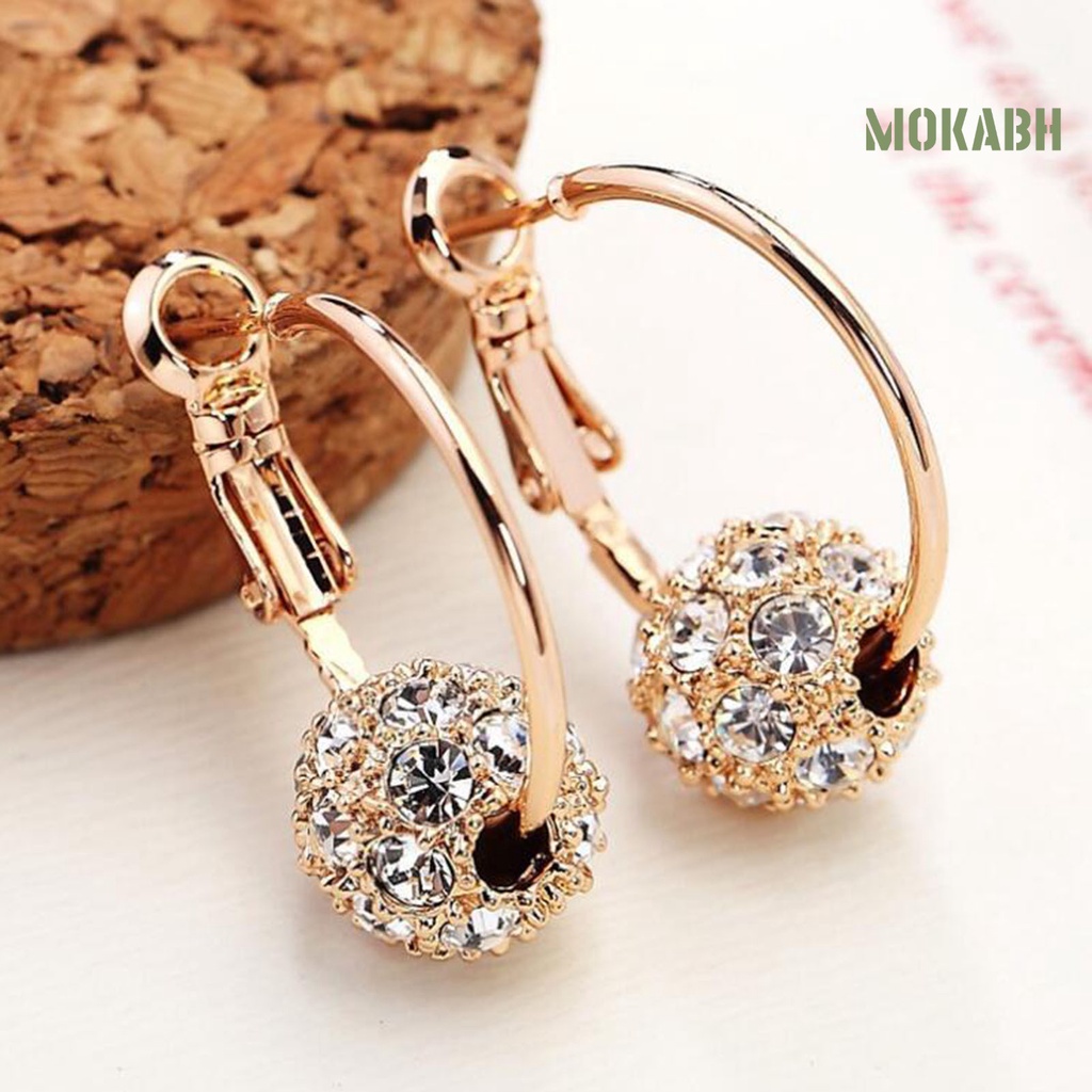 1 Đôi Bông Tai Tròn Đính Đá Nhiều Màu Lấp Lánh