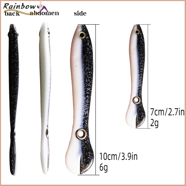 Set 10 Mồi Giả Nhử Cá Mềm 7cm / 10cm Gắn Kèm Móc Câu Tiện Dụng