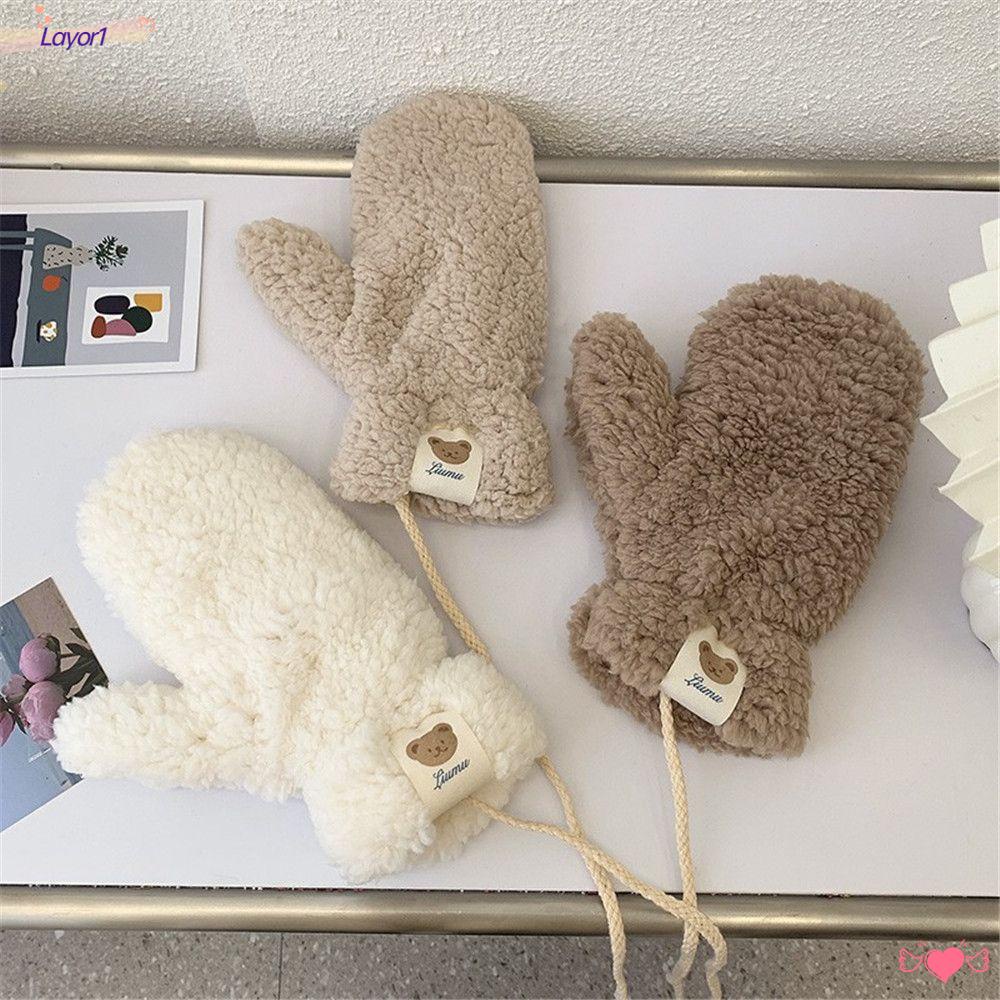 Găng Tay Lông Gấu LAYOR1 Mềm Mại Giữ Ấm Mùa Đông Thời Trang Cho Học Sinh