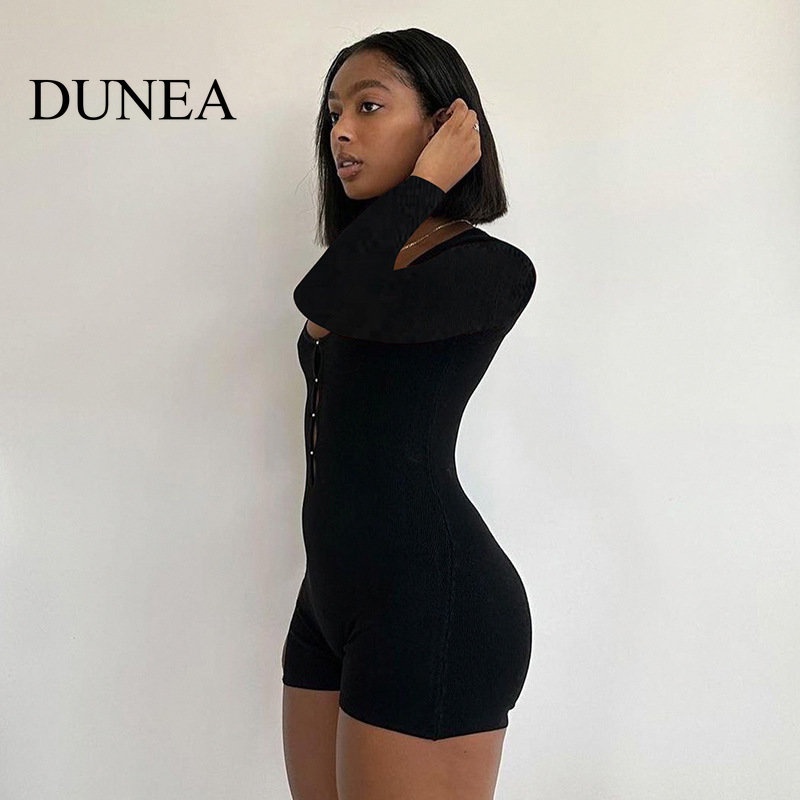 DUNEA Áo liền quần Tay Dài Màu Sắc Thanh Lịch