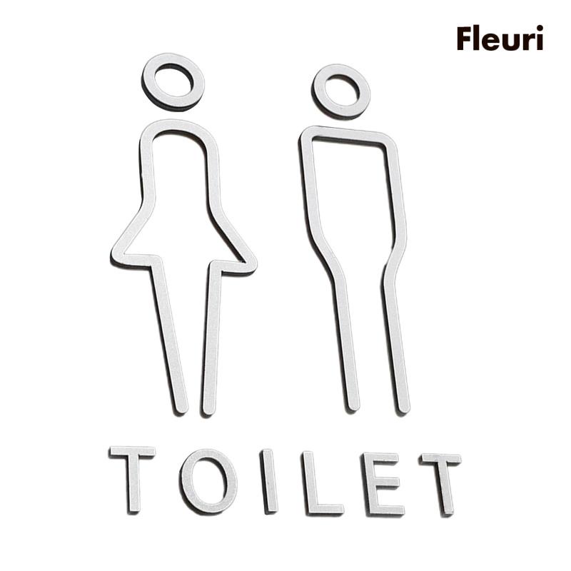 [Fleurir] Set 2 Bảng Hiệu Toilet Phong Cách Bắc Âu Trang Trí Khách Sạn / Phòng Tắm Không Cần Khoan Lỗ
