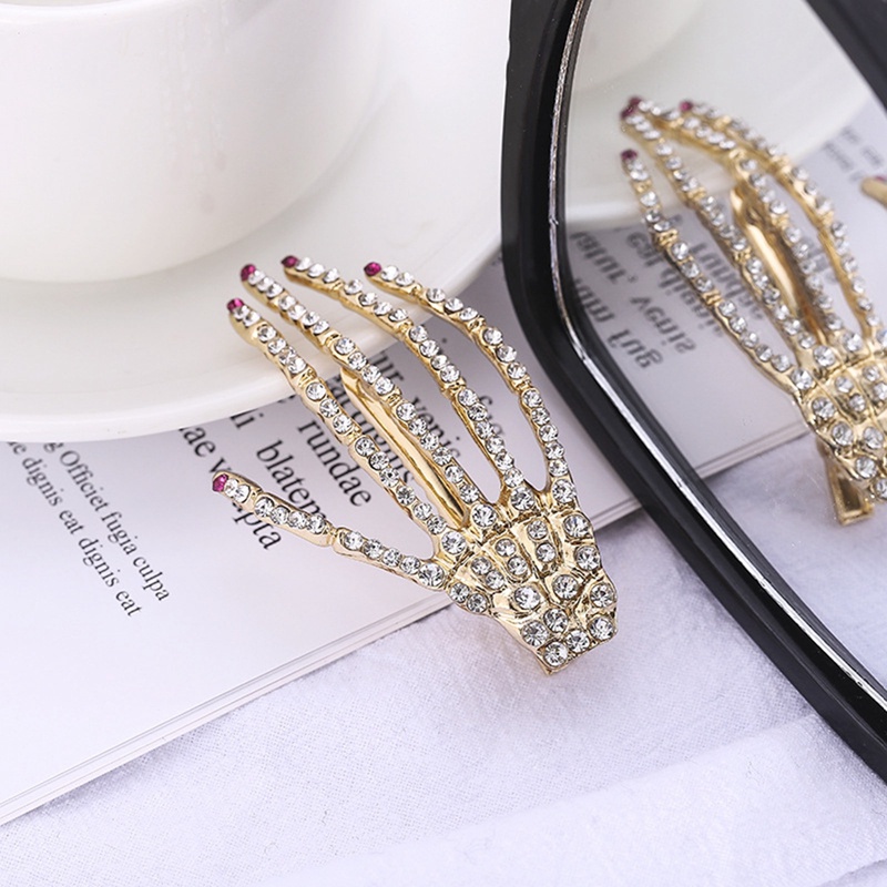 Kẹp TóC HìNh Bộ Xương BàN Tay ĐíNh Kim Cương Giả ThờI Trang Cho Nữ