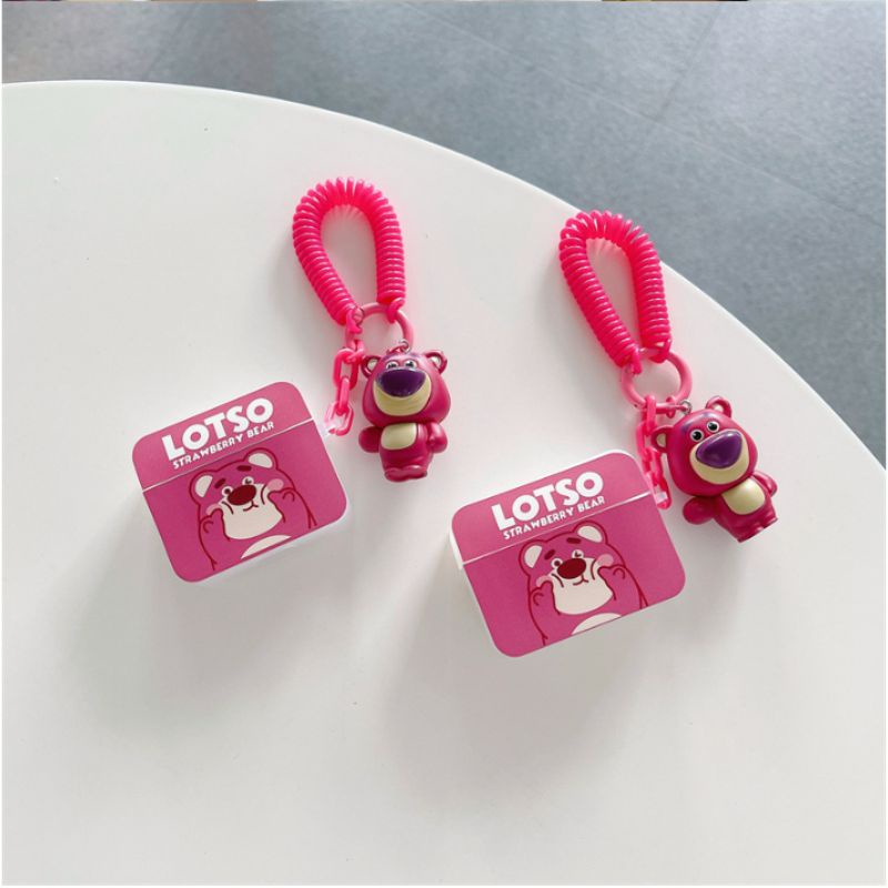 Vỏ Bảo Vệ Hộp Sạc Tai Nghe Bluetooth Airpods 1/2/3/Pro Bằng TPU Mềm Họa Tiết Gấu Dâu Lotso - Jerry Shop