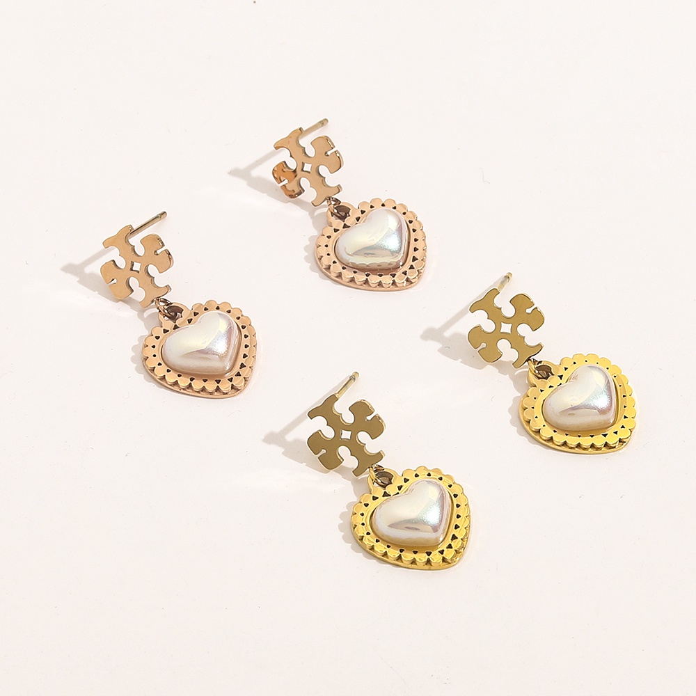 Khuyên Tai Tròn Khắc Chữ Tory Burch Bằng Thép Titan Thời Trang Cho Nữ