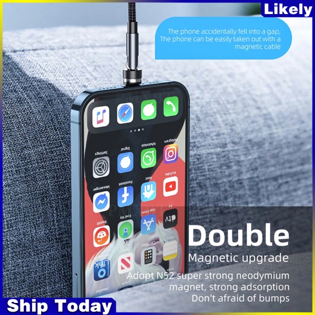 Dây Cáp Sạc USB Type C Hít Nam Châm Xoay 540 Độ Cho Điện Thoại Di Động