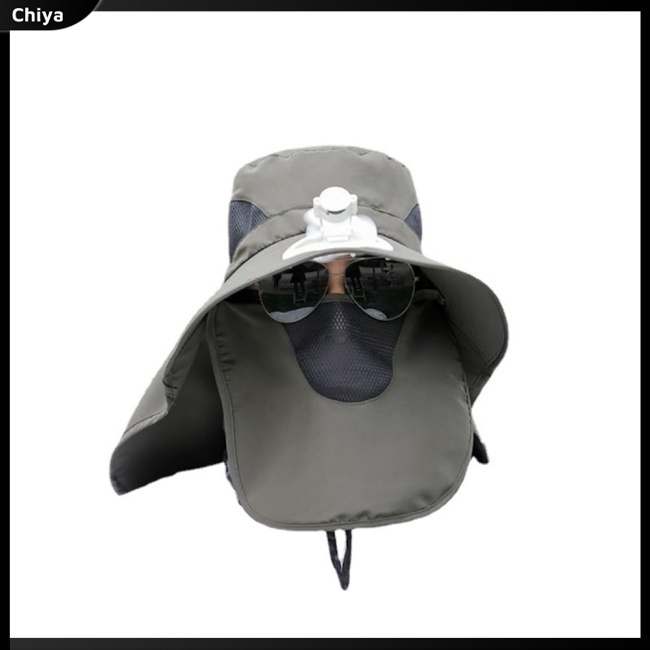 Mũ Chống Nắng Mùa Hè Có Quạt Lưới Thoáng Khí Bảo Vệ Mặt Cổ Cho Câu Cá / Leo Núi / Câu Cá