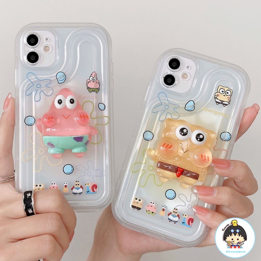 Ốp Điện Thoại TPU Mềm Chống Sốc Hình Spongebob 3D Cho IPhone 11 14 13 12 Pro Max XR XS Max 7 8 Plus SE