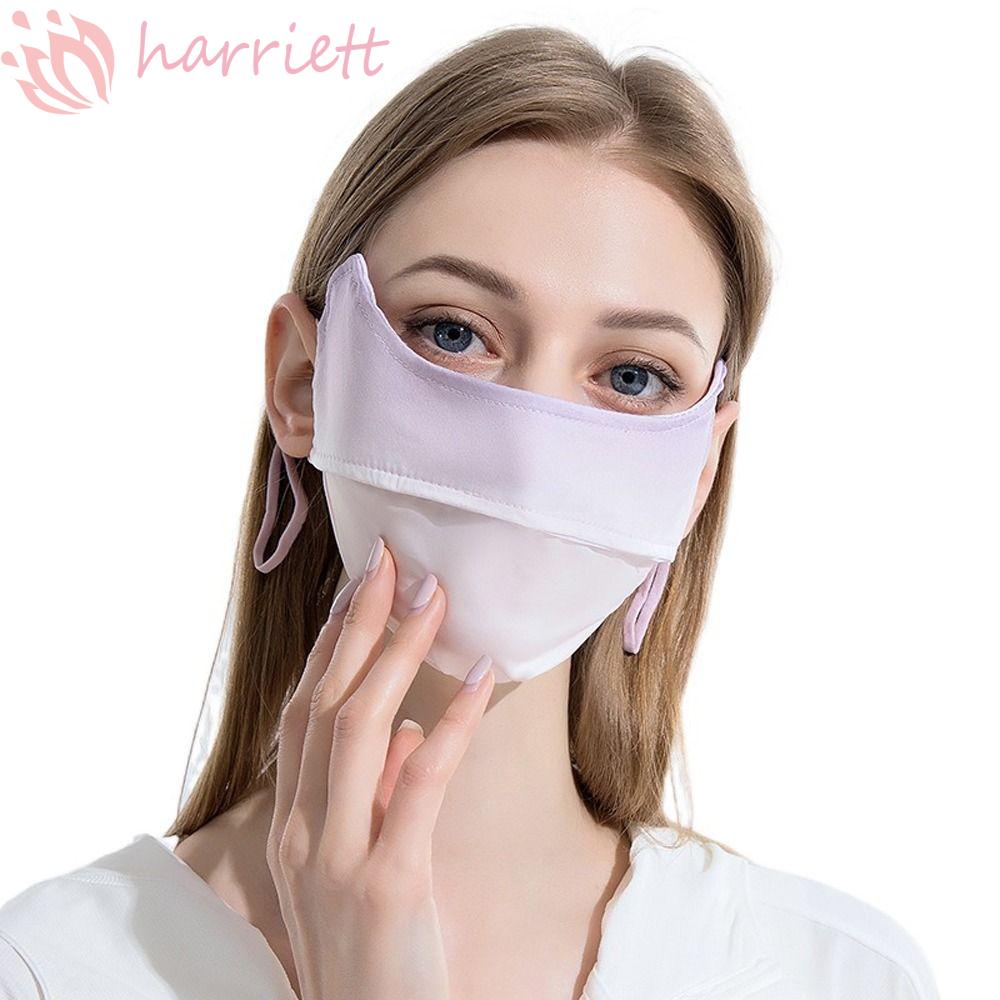 Mũ Chống Nắng Kèm Tấm Che Mắt Bằng Lụa Lạnh Màu Gradient Thời Trang Mùa Hè