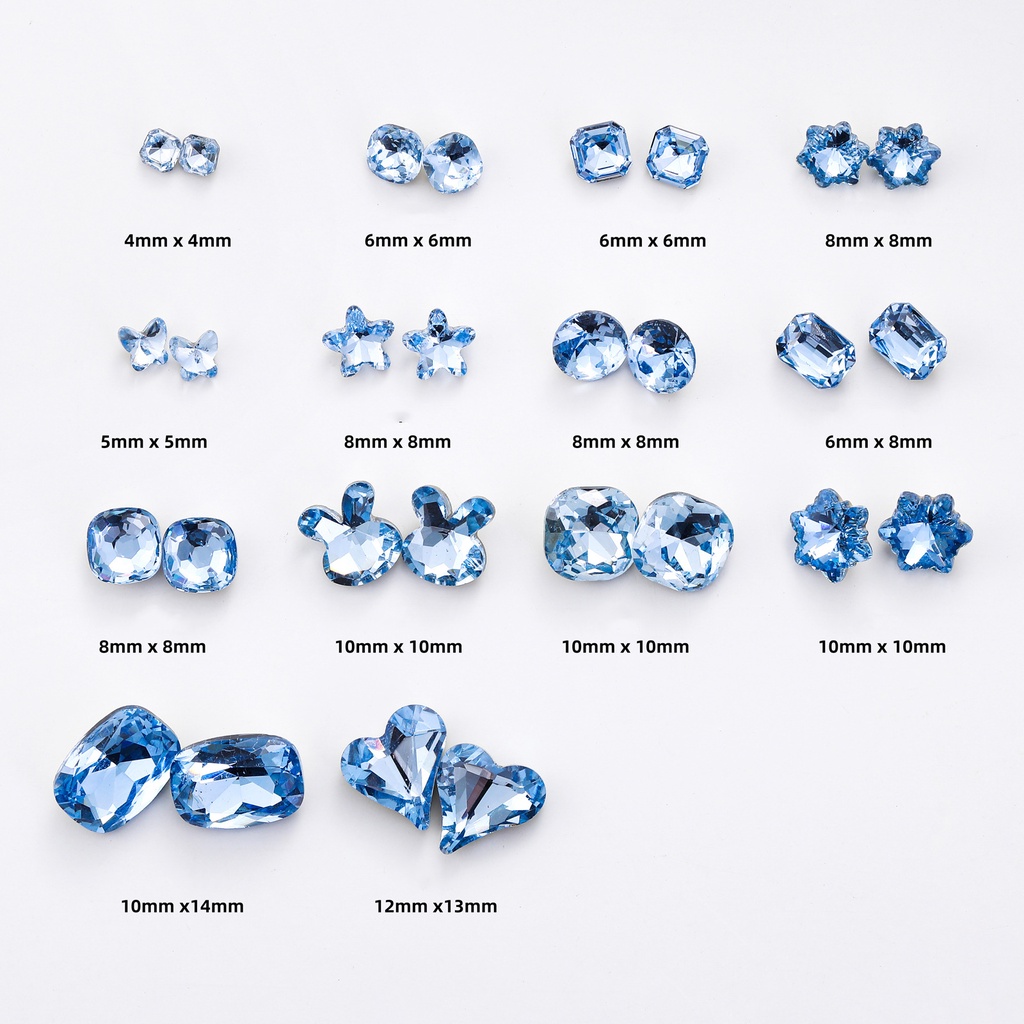 Hạt Kim Cương Giả Màu Xanh Dương Siêu Mỏng Hình Người Ngoài Hành Tinh Trái Tim Trang Trí Móng Tay