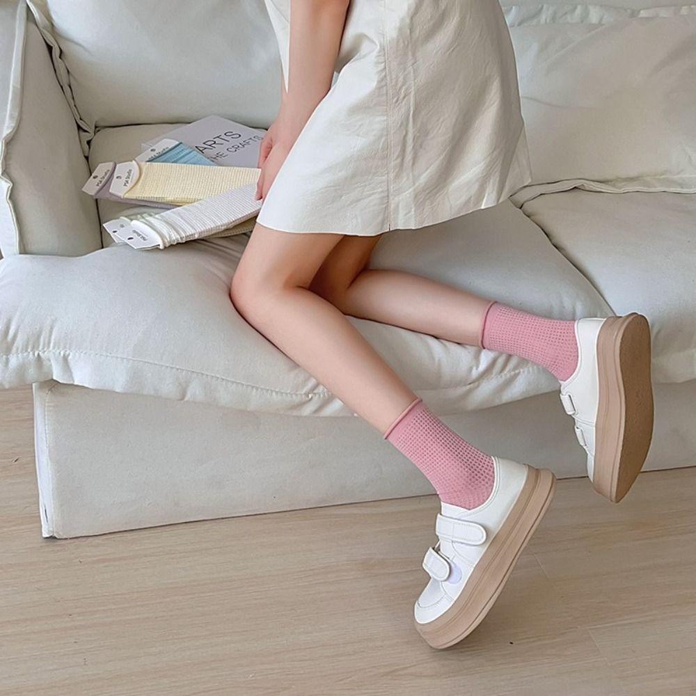 Vớ Cotton Mềm Co Giãn Viền Xếp Nếp Phong Cách Hàn Quốc Dễ Thương Cho Nữ
