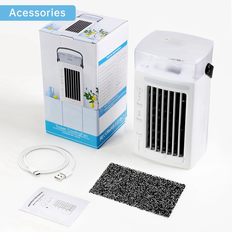 1 Quạt Điều Hòa Không Khí Để Bàn 3 Trong 1 Tích Hợp Đèn LED 3 Tốc Độ Và 7 Màu Cho Phòng Ngủ