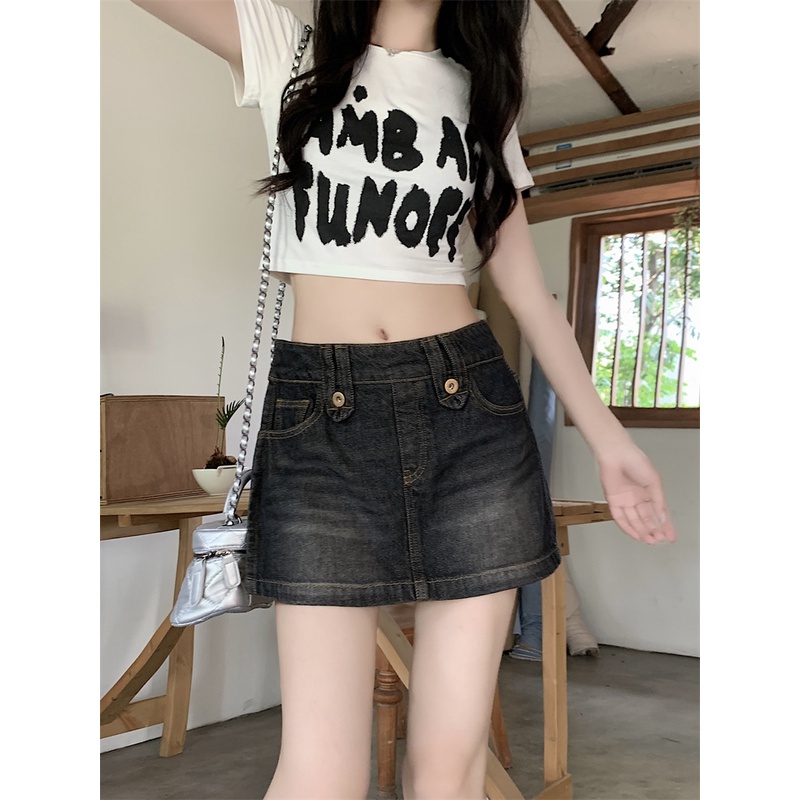 Chân Váy Denim Chữ a Lưng Cao Thời Trang Mùa Hè