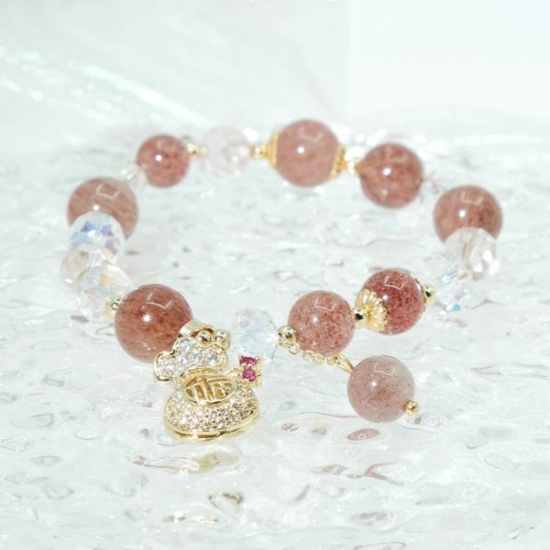 Lắt tay thạch anh dâu tây Thạch anh tình yêu vòng tay nữ vòng tay phong thuỷ Vòng Tay Pha Lê vòng đá phong thuỷ vòng tay chuỗi hạt vòng tay may mắnvòng tay đôi bạn thân