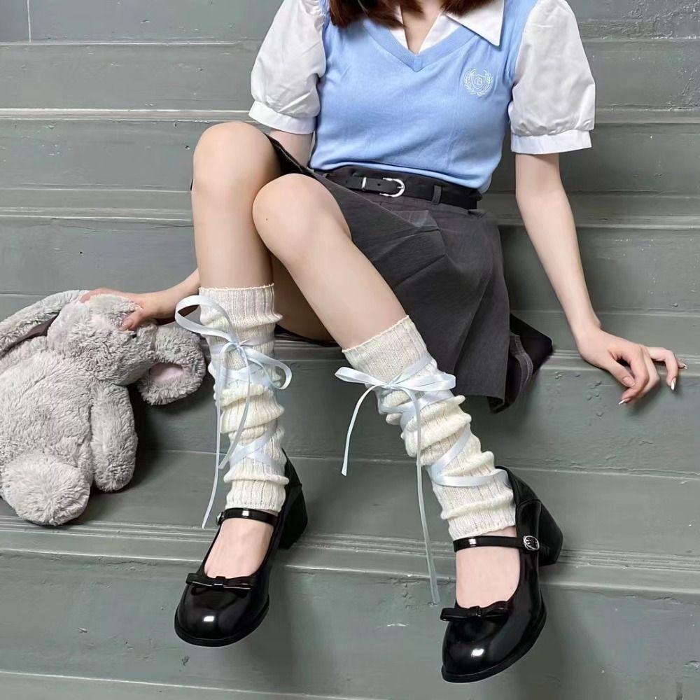 Vỏ Bọc Chân Thắt Nơ Giữ Ấm Phong Cách Ba Lê Dành Cho Nữ