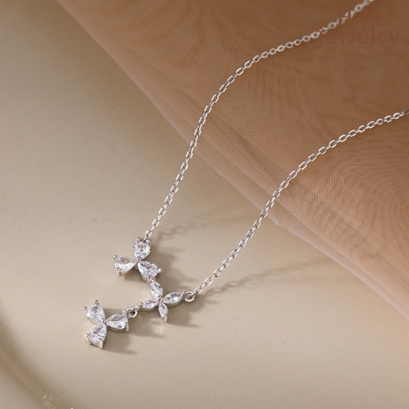 Vòng cổ Bạc 925 Mặt Hoa Đính Đá Zircon AAA Zircon Đơn Giản Sang Trọng Phong Cách Mới 2023