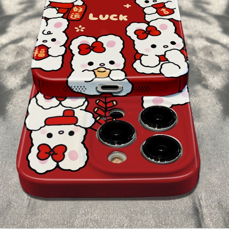 Ốp Điện Thoại Dẻo Họa Tiết Đầu Thỏ &amp; Mạt Chược Đơn Giản Chống Sốc Cho iPhone12 11 13 78 max14pro OSY1