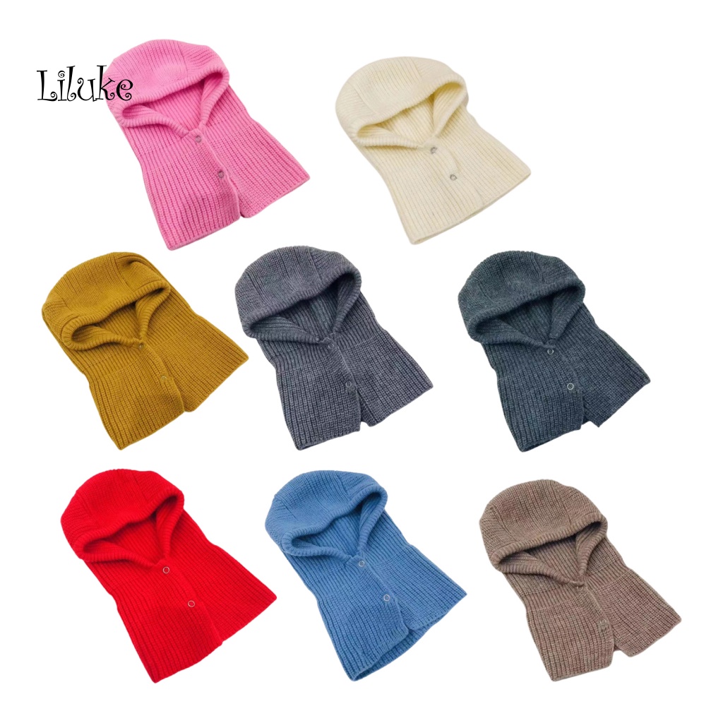 Khăn Choàng Dệt Kim Màu Trơn Dày Dặn Ấm Áp Cho Nữ