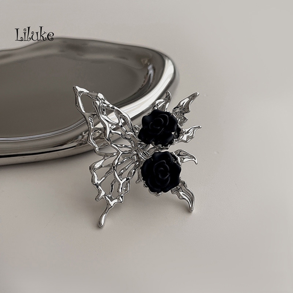 Nhẫn Hợp Kim Hở Trang Trí Hình Bướm Và Hoa Hồng Đính Đá Thời Trang Cho Nữ