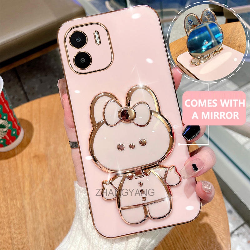 ốp lưng Redmi A1 Redmi A1 Pro Ốp Điện Thoại Mạ Điện Hình Thỏ 3D Có Giá Đỡ Xoay 360° Độ Ốp Điện Thoại