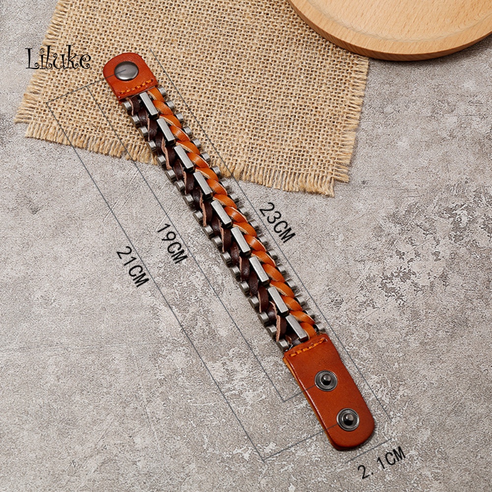 Vòng Tay Dây Bện Giả Da Màu Trơn Trang Trí Hợp Kim Mạ Vàng Bạc Cá Tính Cho Nam