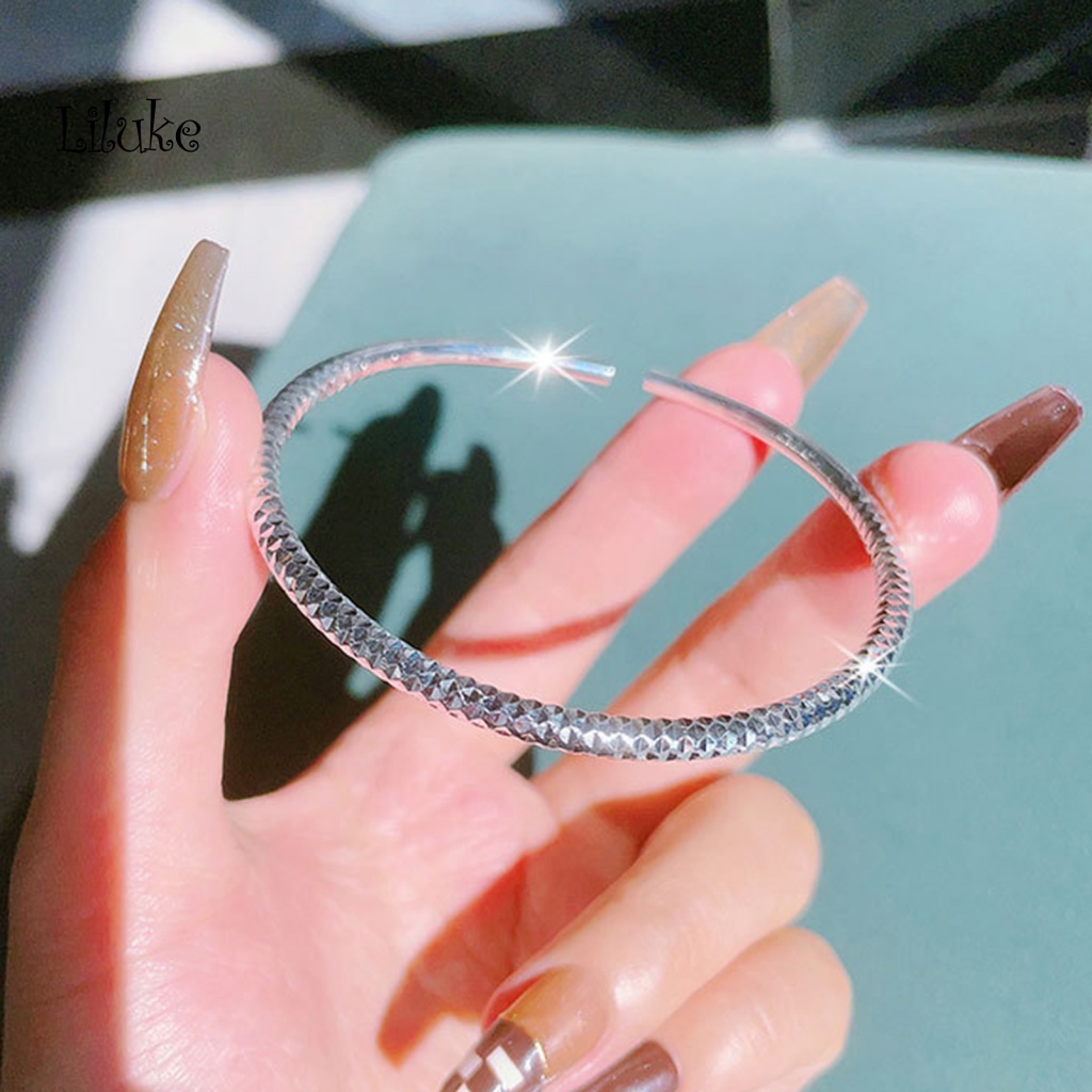Lk Vòng Đeo Tay Hở Mạ Điện Sáng Bóng Chống Dị Ứng Hình Học Trang Trí Không Phai Màu Dành Cho Nữ