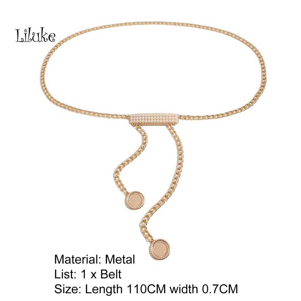 Dây Thắt Lưng Hợp Kim Trang Trí Ngọc Trai Giả Thời Trang Cho Nữ