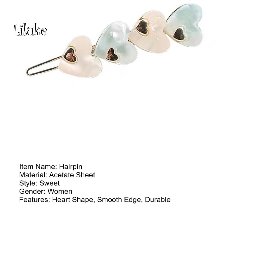 Kẹp Tóc Chống Trượt Màu Trơn Bóng Đính Trái Tim Phong Cách Nhật Bản