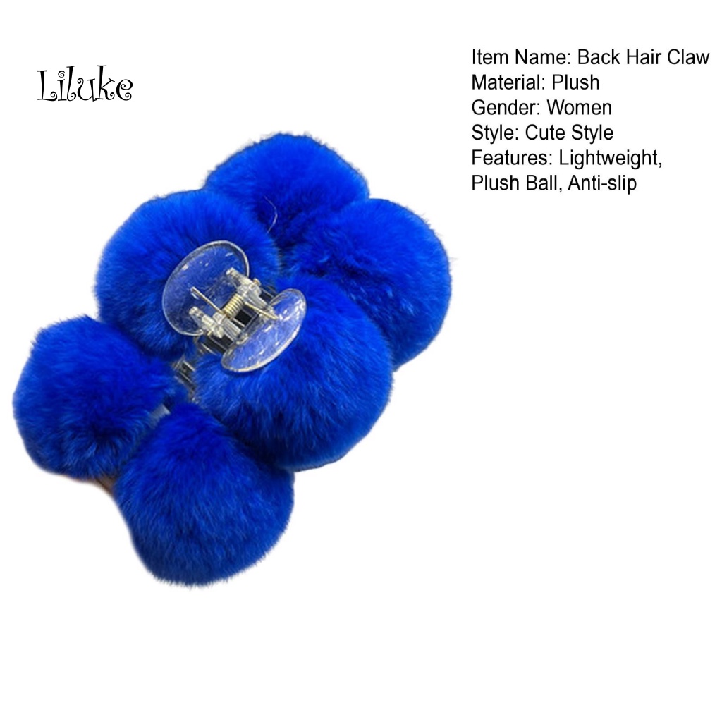 Kẹp Tóc Càng Cua Đính Quả Bông Màu Trơn Chống Trượt Trang Trí Tóc