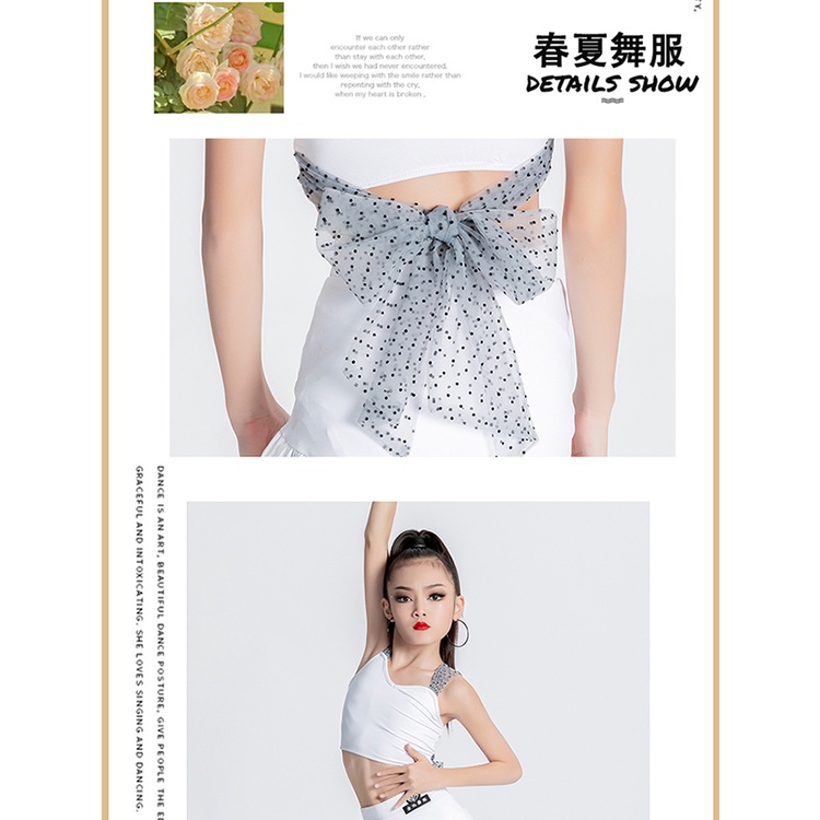 Đầm Khiêu Vũ Latin Màu Trắng Thiết Kế Đơn Giản Thời Trang Mùa Hè Xinh Xắn Cho Bé Gái