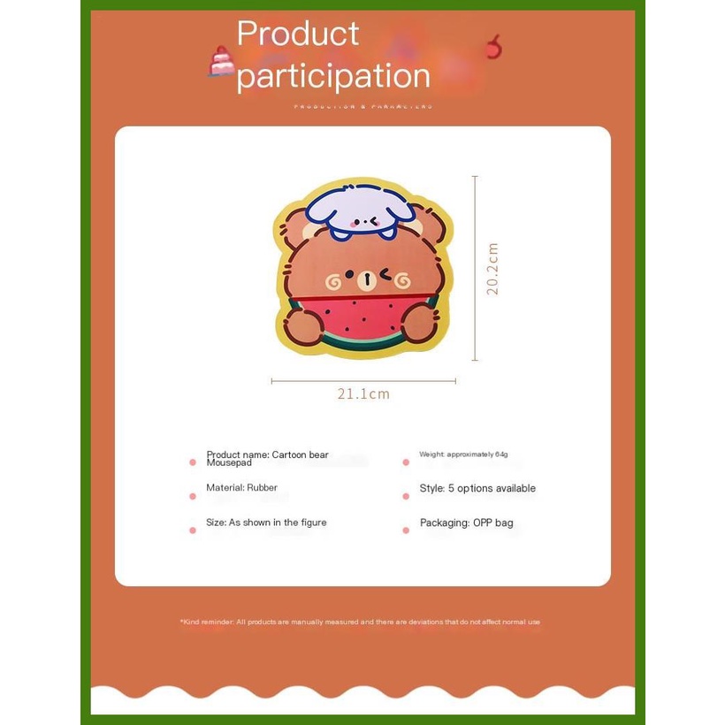 Đệm Lót Chuột Bằng Silicon Hình Gấu Hoạt Hình Dễ Thương Không Đều Chống Trượt Thoải Mái