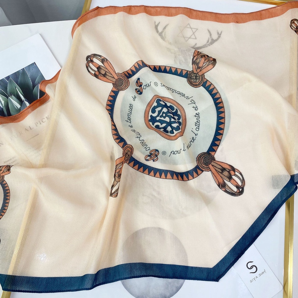 Khăn Choàng Cổ Dài Bằng Lụa In Họa Tiết Kim Cương Thoáng Khí Chống Nắng Thời Trang Mùa Hè Phong Cách Hàn Quốc Cho Nữ