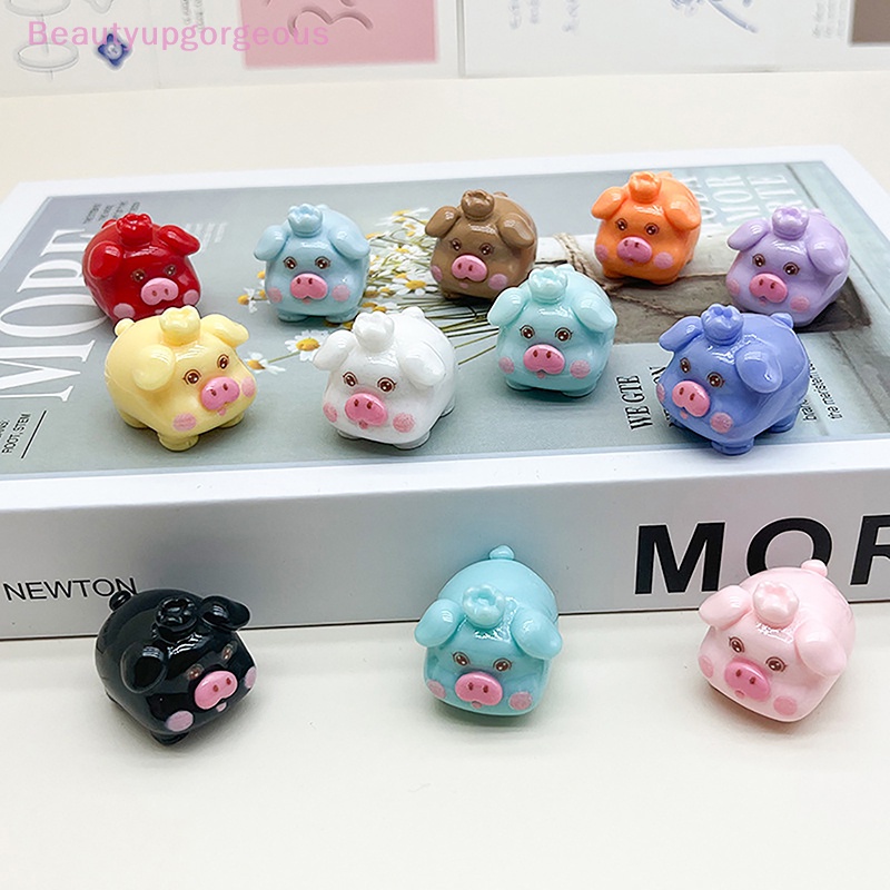 Móc Khóa Resin Hình Chú Heo Hoạt Hình Đội Vương Miện DIY