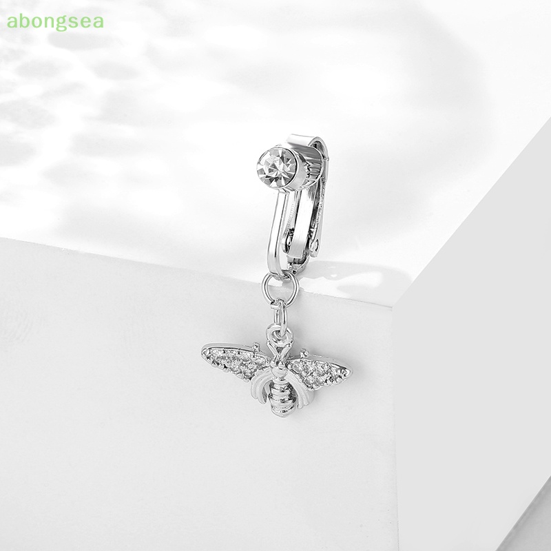 Abongsea Khuyên Rốn Đính Đá Zircon Bằng Thép Không Cần Khoan Lỗ Hình Ong Sáng Tạo Quyến Rũ